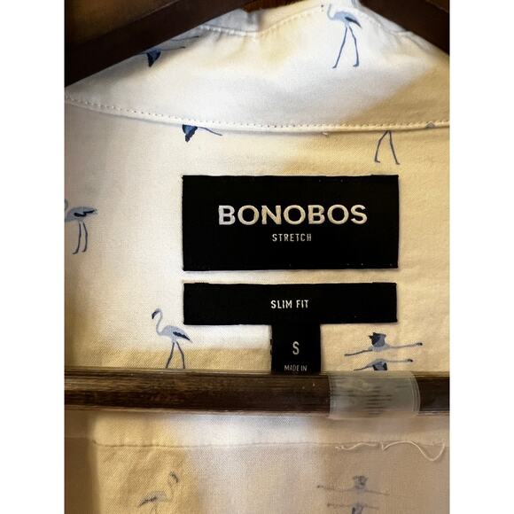 Bonobos Blue Flamingo Button Down Size S Slim Fit - Picture 3 of 3